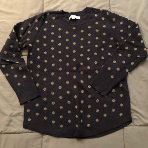 LOFT Navy/gold polka dot sweater, M